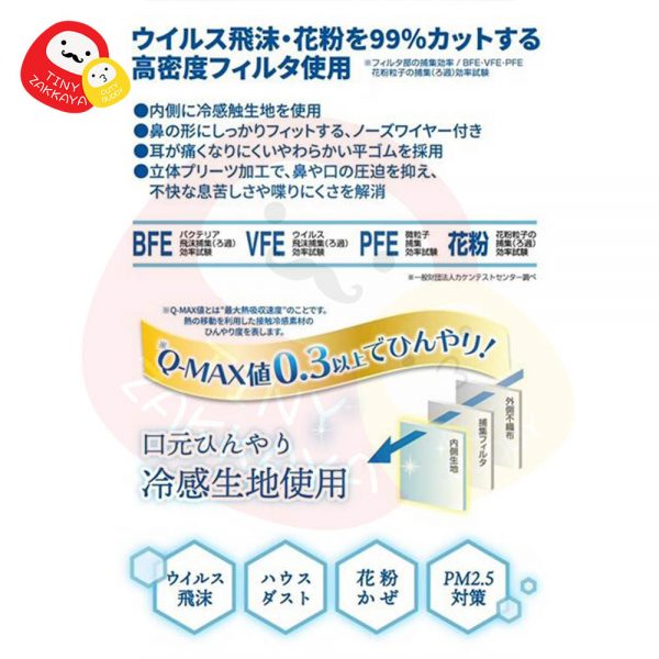 日本口罩協會認可 BITOWAY 夏天專用冷感口罩(30個) 7色可選 BFE99% PFE99% VFE99% PM2.5花粉99% 10