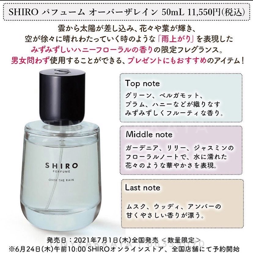 SHIRO OVER THE RAIN オーバーザレイン シロ 香水 - ユニセックス